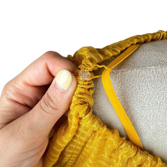 Tory Burch NWT Womens Yellow Natalie Grid Textured Georgette Top with Camisole - Picture 13 of 16